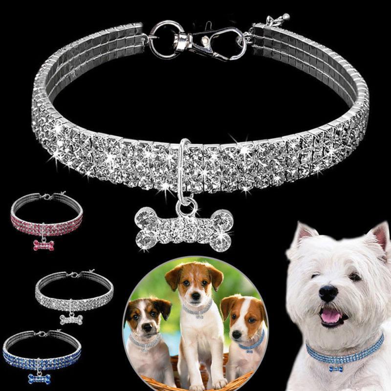 Bling Rhinestone Dog Collar Crystal Puppy Chihuahua Pet Dog Collars Leash