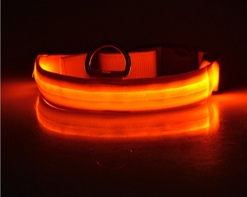 Nylon LED Pet Dog Luminous Collar Night Safety Flashing Glow