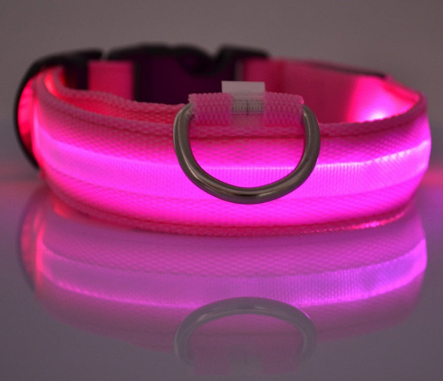 Nylon LED Pet Dog Luminous Collar Night Safety Flashing Glow