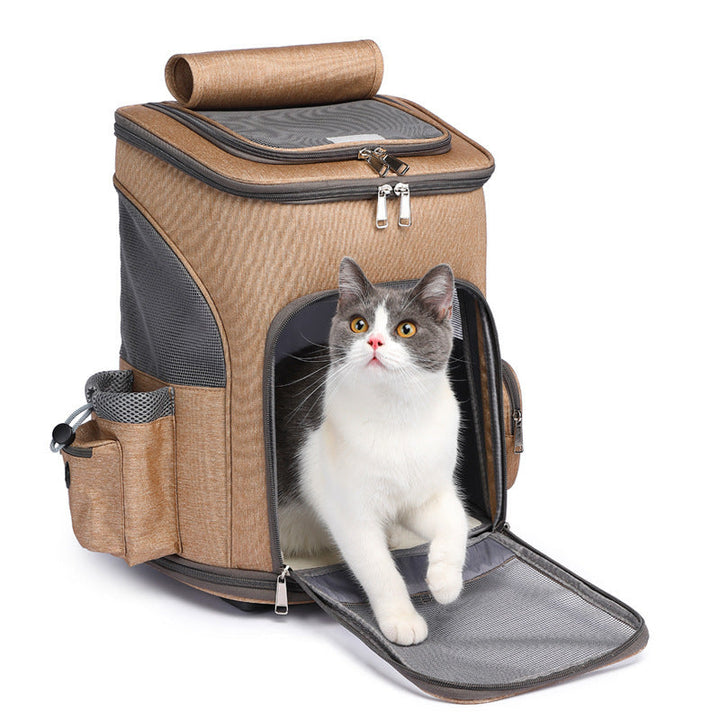 Portable Folding Trolley Pet Backpack Traveling Cat Backpack