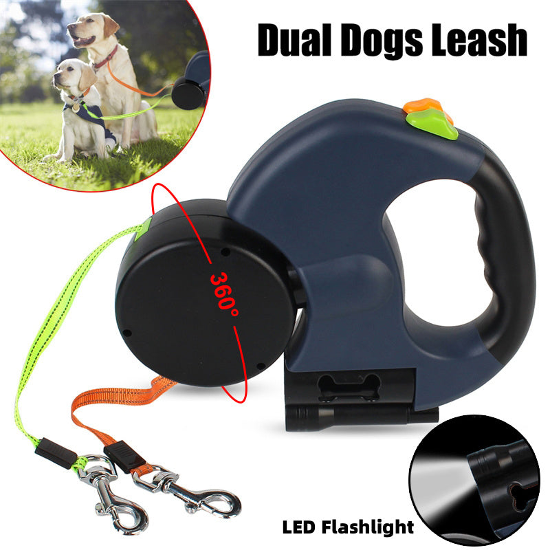 Small Dogs Reflective Dual Pet Leash Lead 360 Swivel