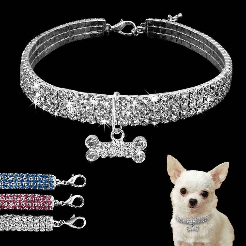 Bling Rhinestone Dog Collar Crystal Puppy Chihuahua Pet Dog Collars Leash