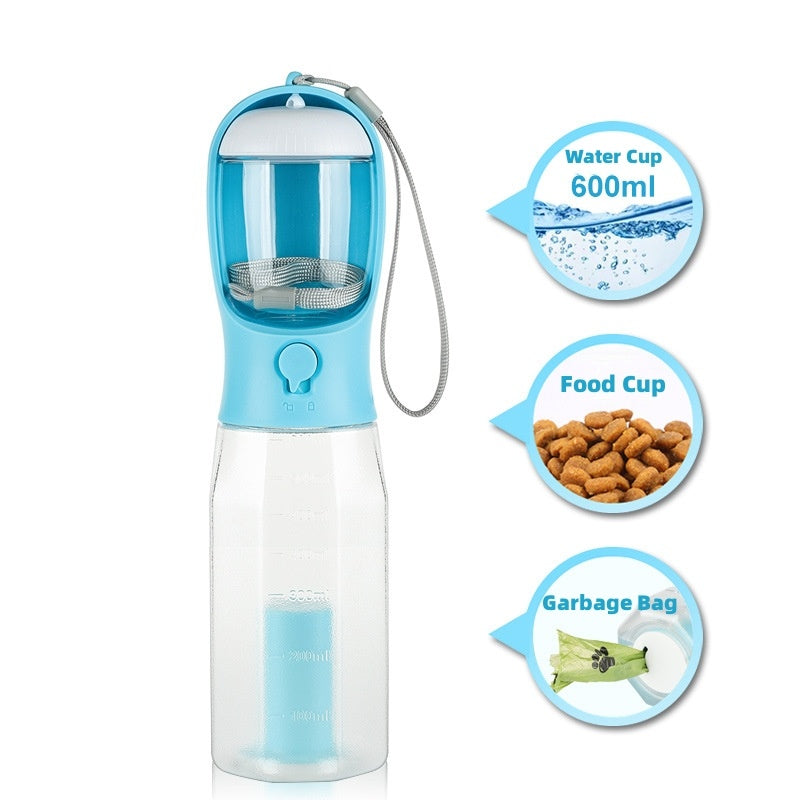 3-in-1 Leak-Proof Pet Water Bottle – Feeder, Drinker & Poop Dispenser